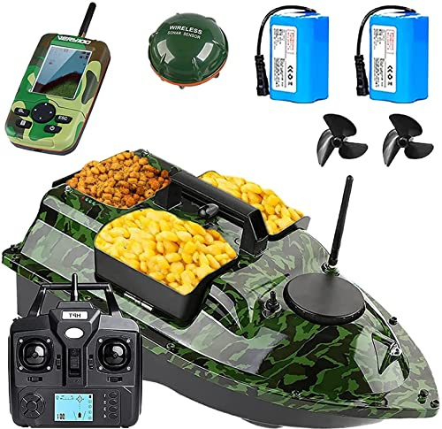 BTURYT Barco de Cebo de Pesca Inteligente, Barco buscador de Peces con Posicionamiento GPS, Barco cebador carpfishing con 3 contenedores de Cebo y luz Nocturna, Adecuado para la Pesca Nocturna