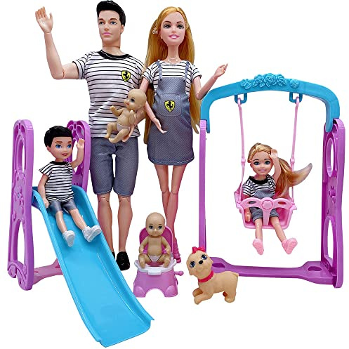 Familydolls Pregnant Dolls Set of 6 People with Removable Baby, 12 Inch Realistic Mommy Doll Set for Kids, Educational Pregnancy Doll Toy, Role Play Gift for Girls Ages 3+