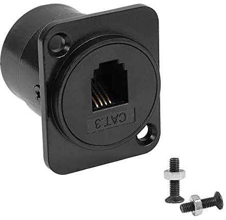 QIANRENON RJ11/RJ9 Panneau Montage Téléphone Adaptateur CAT3 RJ11 4P4C (RJ9 4P4C) Femelle à Femelle Connecteur Module, XLR Panneau/D Panneau Montage, pour IP téléphone, Vocal Service Casque