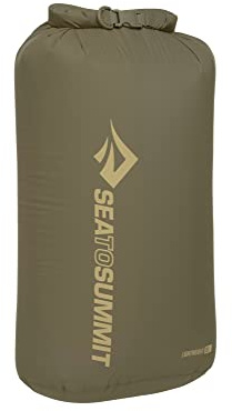 SEA TO SUMMIT - Lightweight Dry Bag XL 20L - Waterproof Storage - Roll-Top Closure - Recycled Fabric - Base Lash Point & D-Ring - For Backpacking & Kayaking - 27.1 x 23.4 x 47.8cm - Olive Green - 91g