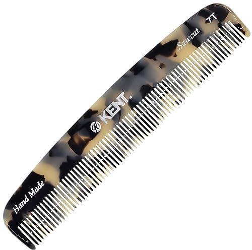 Kent 7T TW Handmade All Fine Tooth Pocket Comb for Men, Hair Comb Straightener for Everyday Grooming Styling Hair, Mustache and Beard, Use Dry or with Balms, Saw Cut and Hand Polished, Made in England