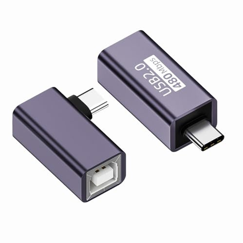 Cablecc 2 pz/lotto USB 2.0 Tipo B Femmina a Tipo-C Maschio Adattatore di Estensione Angolato e Dritto per Disco del Telefono della Stampante