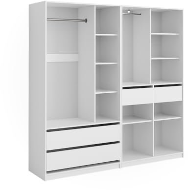 Vicco Kleiderschrank Elmo, Flügeltürenschrank, Weiß, 100 x 200 cm 2er Set