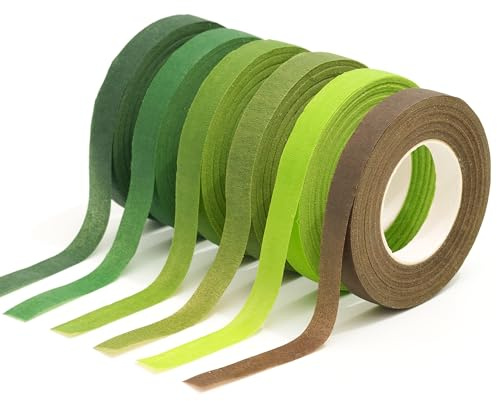 Maglitt Blomster Washi-tejp, 6 rullar Blomstertejp Arrangemangstillbehör Blomtetejp Klistermärken Blomsterhandlare Stjälkomslag för Bukett Blommor Inslagning Hantverksprojekt Gör-det-själv