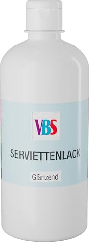VBS Vernis pour serviettes Brillant 100-1000ml Transparent, Résistant à la lumière, Résistant à l'eau, Base d'eau, Sans odeur, Serviettes, Vernis, Colle 500 ml