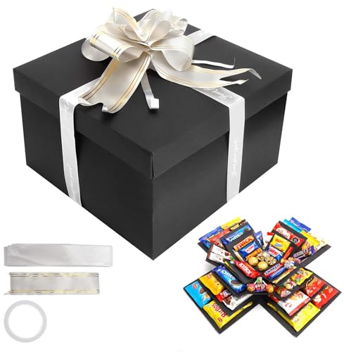 Caja de explosión de 5 capas, juego de caja sorpresa, caja de regalo de cumpleaños, caja de regalo, caja de regalo, caja misteri para cumpleaños, aniversario, día de San Valentín, Navidad (negro)