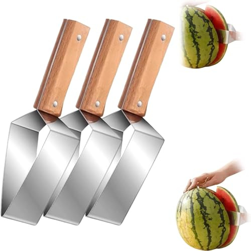 ZVD Affettatrice Per Anguria, Taglia Anguria Fette Acciaio Inoxable, Taglia A Pezzi In 3 Secondi, Coltello Affettatrice Angurie Strumento Affettare，Gadget Da Cucina Per Melone, Mela (3PCS)