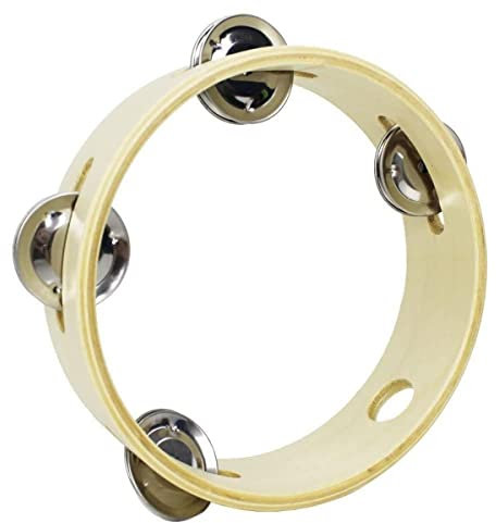 A-Star 6 Zoll/15 cm handgehaltenes kopfloses Tamburin aus Holz, traditionelle Single Jingle Bell Row