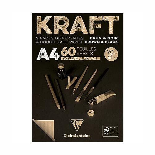 Clairefontaine 975818C Block Kraftpapier (60 Blatt, DIN A4, 21 x 29,7cm, 90g) 1 Stück, braun