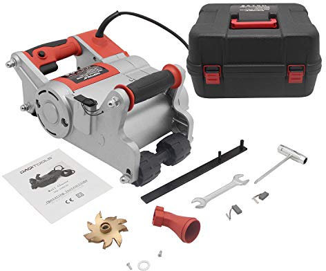 Huanyu Mauernutfräse 1100W Schlitzfräse 2000u/min Mauerfräse mit 15~30 mm Schlitztiefe&0-35mm Schlitzbreite für Hohlsandstein Beton Ziegel Mauer u.s.w. (Mit einer Φ 35mm Schleifscheibe)