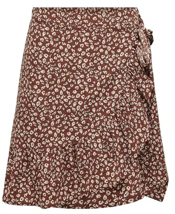 Only Onlolivia Wrap kjol WVN Noos kjol dam, Henna/Aop: Två ton blommor., XS