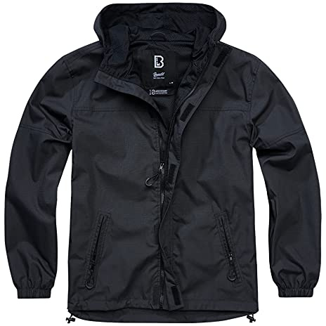 Brandit Chaqueta cortavientos para verano, chaqueta de entrenamiento anorak, talla S a 5XL, Cremallera frontal Ripstop negro, XXXXXXL