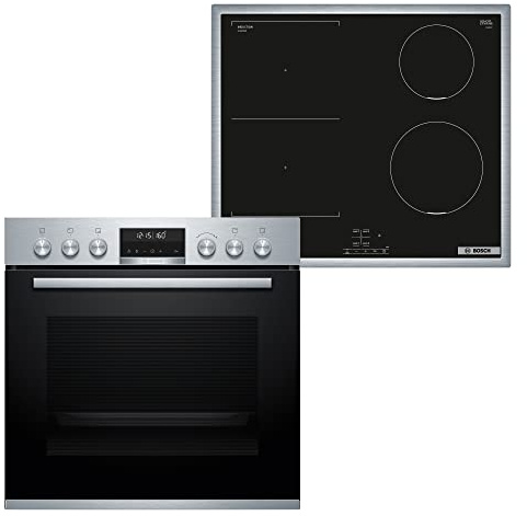 Bosch HND616LS62 Herd-Induktionskochfeld-Kombination (herdgesteuert), 59,4 cm breit, 3D-Heißluft - Backen auf 3 Ebenen, AutoPilot 10 - Automatikprogramme, Weiße LED-Display-Steuerung, Versenkknebel