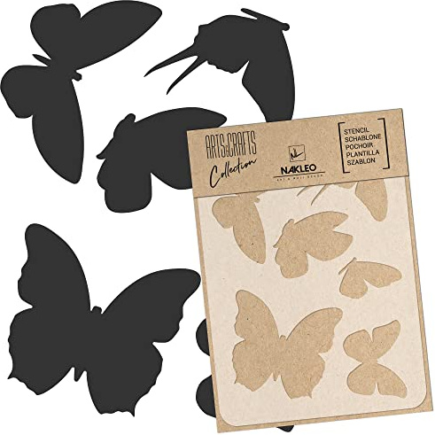 NAKLEO Pochoir pour Peinture Artisanat A4 21x30cm, Modèle en Plastique, Réutilisable, Papillons Printemps Prairie, DIY Bricolage Scrapbooking Décoration a Peindre, Mur Sol Bois Tissu Meuble