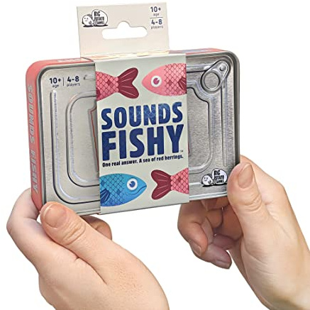 Sounds Fishy Travel Edition – Portable Trivia Party Game for Adults & Families – Great for Holidays, Garden Parties & Road Trips – Fun for 4–8 Players