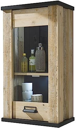 Furn.Design Küchenschrank Hängeschrank Used Wood hell und anthrazit/grau Küche Wandschrank 50 x 90 cm Stove (Hängeschrank ohne LED 50cm)