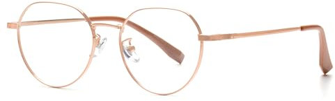 KAEOISFU Modische Runde Lesebrille 1,0 für Damen, Retro Metall Anti-Blaulicht-Computerleser, Rund Lesehilfen Brille