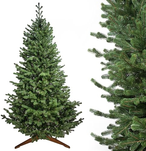 Evergreen Tree® Konstgjord julgran 150 | 180 | 210 | 230 | 250 cm – naturtrogen 100 % formgjutning julgran konstgjord med stativ av naturträ, tillverkad i EU, julgran
