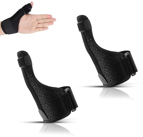 YanBous 2 Stück Einstellbare Daumenstütze Mit Handgelenkverstärkung - Stabile Metallschienen Zur Linderung Von Daumenarthrose, Sehnenscheidenentzündung & Verstauchungen, Ideal Für Sport & Alltag