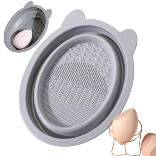 Makeup Washing Machine Bowl, Makeup Sponge Cleaner Bowl - Foldable Powder Makeup Sponge Mat - Beauty Rinsing Accessories Po