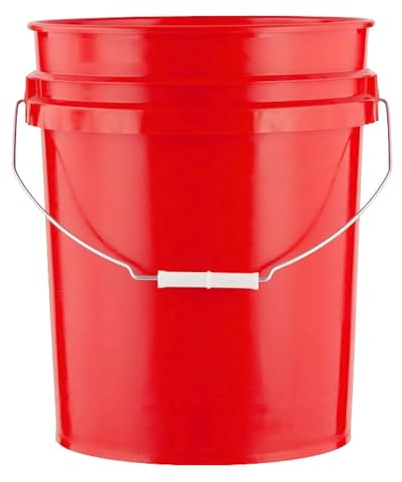 House Naturals 5 Gallon Premium HPDE Plastic Bucket - Made in USA Food Grade Storage Container, BPA Free All Purpose Pail (1, Red)