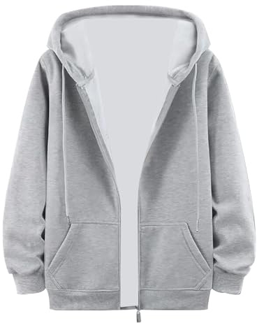 Full Zip Hoodies for Men UK Oversized Long Sleeve Sweatshirts Casual Plus Size Drawstring Hooded Sweatshirt with Pockets Lightweight Solid Color Cardigans Tops