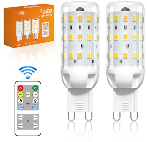 BrightArk Ampoule G9 LED Smart avec Télécommande, Ampoules G9 Dimmables à Changement de Couleur 3000K/4000K/6000K, Luminosité Réglable de 10% à 100%, Fonction Minuterie et Mémoire, Lot de 2