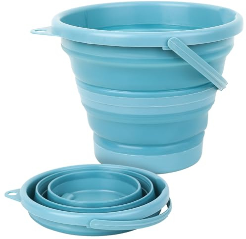2 Pz 3 Litri Secchio Pieghevole, Catino Pieghevole, Bacinella Bucato Pieghevoles, Secchi da Spiaggia Portatili Salvaspazio per pesca, sabbiere, campeggio e altri usi (blu)