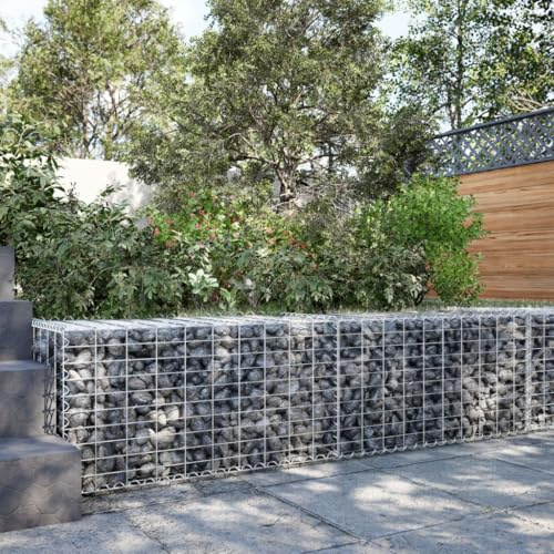 Generico Cesto Gabbione con Copertura 200x50x50 cm Ferro Zincato,Prato e Giardino,Giardinaggio,Vasi e fioriere-3295133