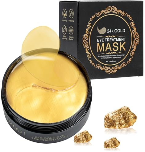 60 almohadillas para los ojos contra ojeras, bolsas de ojos, arrugas, hidratantes e hidratantes, ojos cansados (dorado)