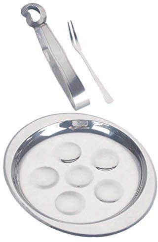Doitool Plato Para Caracoles De Acero Inoxidable Con 6 Orificios Para Tenedor Utensilio De Cocina Multifuncional FáCil De Limpiar Para Hogar Restaurante Y Hotel