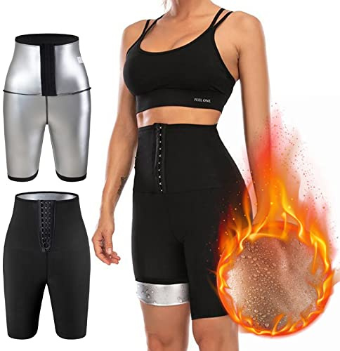 Pantalon de Sudation Femme, Legging Sport Taille Haute Gainant Noir Fitness
