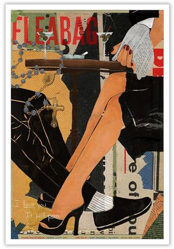 Dcvjiy Trendy Retro Fleabag Colorful Poster Funny I Love You Is Will Pass Canvas Wall Art Funky Bar Cart Decor Aesthetic Prints Painting White Cheers Cocktail Wall Decor 12x16in Unframed