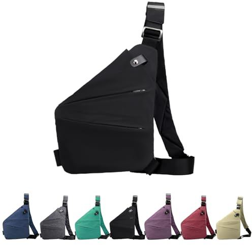 GDOKKNY Anti Theft Crossbody Bag for Women Personal Flex Travel Bag Anti-Theft Cross Body Bag Sling Chest Bag for Men （Black）