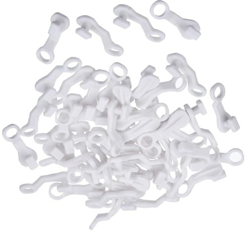 Pack of 50,Curtain Glider Hooks White Plastic Curtain Hook