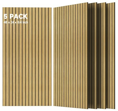 TO-TH Large Art Acoustic Panels,5 Pack Sound Absorbing Panels,47.2” x 23.6” x 0.4” Soundproof Panels,High-Density Acoustic Wall Panels,Decorative Sound Panels with Wood-Look