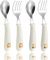 JEYORZY 4 Set Kinder und Baby Besteckset, Kinderbesteck Esslernbesteck ab 1 jahr, Silikon Edelstahl Baby Besteckset Löffel Gabel mit Silikon Halten Anti-Choke Design, BPA Frei Lernbesteck