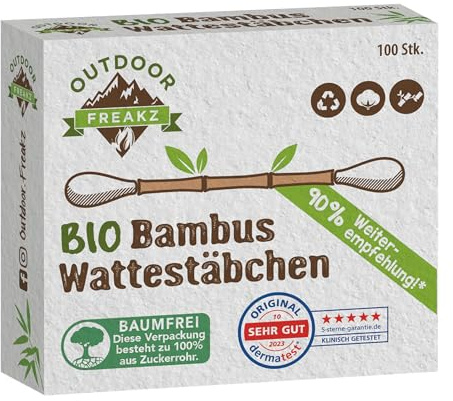 20.000 bastoncillos de algodón de bambú 100% biodegradables, 100 unidades por paquete (200 paquetes)