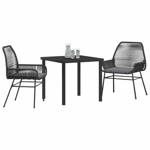 vidaXL Conjunto de Comedor de Jardín 3 pcs Negro ratán sintético, Jardín y terraza, Moderno, Duradero, Materiales Resistentes a UV, Conjunto de Comedor al Aire Libre, Grupo de ratán