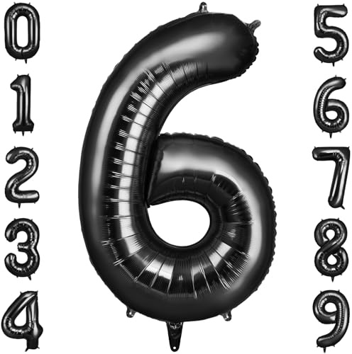 OFFCUP Palloncini Compleanno Nero 101 CM, Palloncino Numero 6, Foil Palloncini Numeri, Giganti Numeri, Decorazioni Festa Compleanno, Gonfiabili Pallone per Anniversario