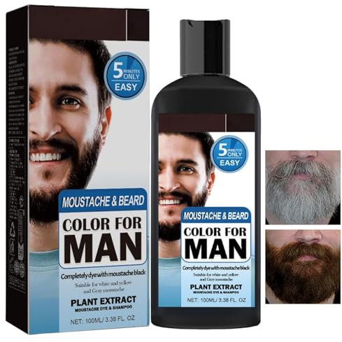 Barba Black Dye per uomini, Colorante per barba da uomo, Delicato e facile da applicare, Nasconde naturalmente i baffi bianchi, la cura della barba, 100ml