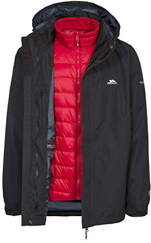 Trespass Waterproof Pathway Men's Outdoor 3-in-1 Jacket available in Black - X-Small