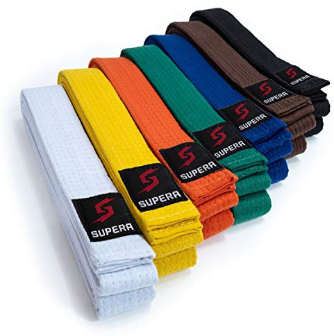 SUPERA Kampfsport Gürtel - Karate, Taekwondo für Kinder und Erwachsene - Extra Dicker Stoff - Budogürtel, Farbe: Gelb, Größe: 240 cm