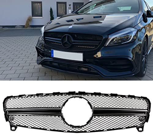 DM Autoteile Sport Kühlergrill Schwarz glanz passt für A-Klasse W176 Mopf ab 15-19 nicht A45 AMG