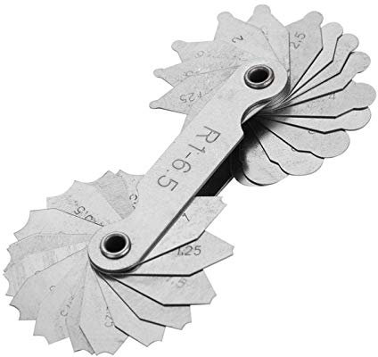 Medidor de Radio, Medidor Filetes Radio Acero Inoxidable, Herramienta de MedicióN CóNcava PortáTil Convexa, Herramienta de Medición de Rosca Métrica Acero Inox, para Medir el Radio(R1-6.5MM)
