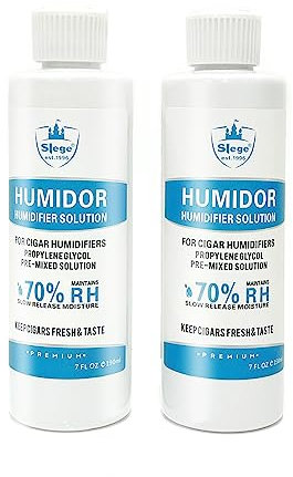 Sigari Humidor Solution,Soluzione per Humidor sigari,Soluzione Umidificatore per Sigari Humidor,7 oz (2bott) liquido premiscelato,Humidor Solution per cubani sigari