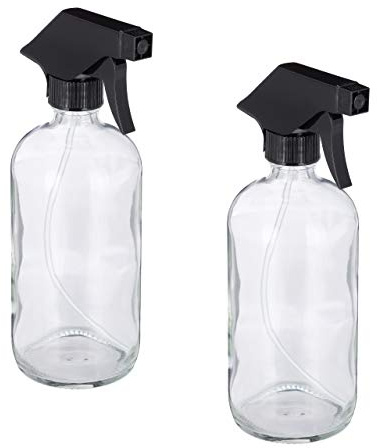 Relaxdays 4er Set Sprühflasche Glas 500ml Nachfüllbar Düse mit Nebel & Stream Haarpflege & Reinigung Transparent