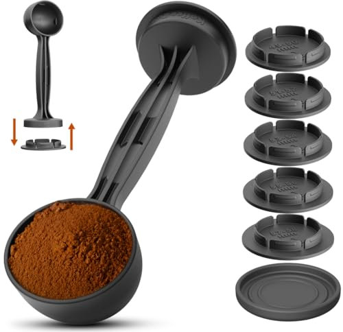 Koffee Zen Coffee Tamper Set 5 Sizes | Universal Coffee Press Tool - Espresso Tamper 49mm - 58mm | Coffee Measuring Spoon (15ml and 30ml) and Coffee Tamper 51mm Compatible with Delonghi, Breville