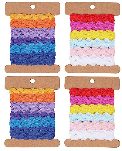 GORGECRAFT 24 Yarda 12 Colores Rick Rack Trim Ribbon 5mm Onda Costura Doblar Fringe Trim Tejido Trenzado Tela Encaje para DIY Costura Artesanía Ropa Vestido Adorno Regalo Envoltura Decoración Fiesta