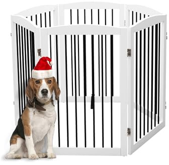 Absperrgitter Hund,Schutzgitter Holz, Freistehendes Hundeabsperrgitter Türgitter Treppengitter Schutzgitter Hund Faltbar Weiß,Kindergitter klappbar (24 Weiß * 6)